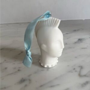 Jonathan Adler White Matte Porcelain Mohawk Ornament